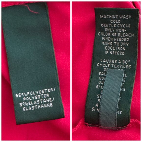 LAUREN Ralph Lauren Red Sleeveless Faux Wrap Ruched Sheath Dress Women's Sz 14 - Picture 7 of 8